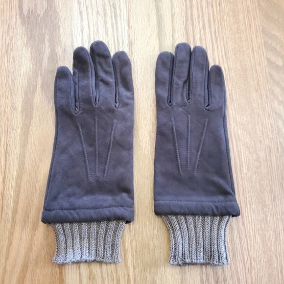 Vintage Talbots Suede Leather Gloves with Knitted Cuff Brown Tan Size Medium - Picture 1 of 6